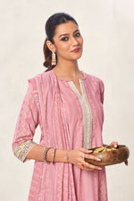 Load image into Gallery viewer, Pink Pure Cotton Block Print Casual Straight Cut Salwar Suit