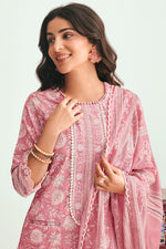 Load image into Gallery viewer, Pure Cotton Block Print And Embroidery Work Designer Suit In Pink Color