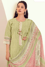 Load image into Gallery viewer, Green Pure Linen Digital Print Straight Cut Dress