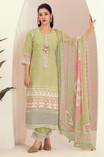 Load image into Gallery viewer, Green Pure Linen Digital Print Straight Cut Dress