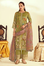 Load image into Gallery viewer, Green Pure Tissue Fancy Jacquard Digital Print Designer Salwar Suit
