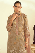 Load image into Gallery viewer, Tissue Fancy Jacquard Digital Print Designer Salwar Kameez In Beige Color