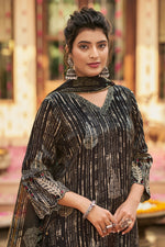 Load image into Gallery viewer, Black Pure Muslin Jacquard Digital Print Dress