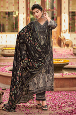 Load image into Gallery viewer, Black Pure Muslin Jacquard Digital Print Dress