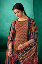 Load image into Gallery viewer, Brown Pure Pashmina Digital Print Casual Salwar Kameez