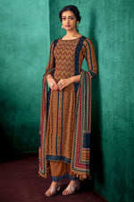 Load image into Gallery viewer, Brown Pure Pashmina Digital Print Casual Salwar Kameez