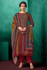 Load image into Gallery viewer, Maroon Pure Pashmina Digital Print Casual Dress