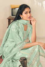 Load image into Gallery viewer, Light Cyan Cotton Embroidered Long Dress