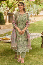 Load image into Gallery viewer, Pure Mal Chanderi Hand Block Print Salwar Kmaeez In Sea Green Colour