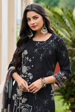 Load image into Gallery viewer, Black Pure Corduroy Long Salwar Kameez