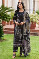 Load image into Gallery viewer, Black Pure Corduroy Long Salwar Kameez