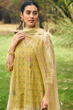 Load image into Gallery viewer, Pure Cotton Yellow Embroidered Digital Print Designar Salwar Suit