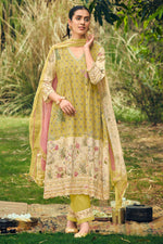 Load image into Gallery viewer, Pure Cotton Yellow Embroidered Digital Print Designar Salwar Suit