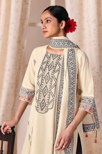 Load image into Gallery viewer, Off White Premium Cotton Jacquard Work Designer Salwar Kameez