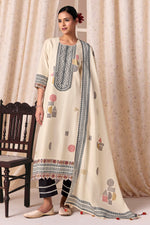 Load image into Gallery viewer, Elegant Off White Cotton Jacquard Embroidered Designer Salwar Suit