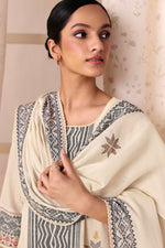 Load image into Gallery viewer, Premium Off White Cotton Jacquard Work Salwar Kameez