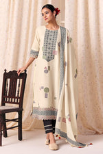 Load image into Gallery viewer, Designer Off White Cotton Suit With Fancy Dupatta