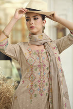 Load image into Gallery viewer, Premium Cotton Jacquard Embroidered Straight Cut Salwar Kameez