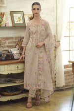 Load image into Gallery viewer, Premium Cotton Jacquard Embroidered Straight Cut Salwar Kameez