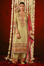 Load image into Gallery viewer, Pure Silk Brocade Jacquard Digital Print Designer Salwar Kameez