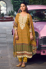 Load image into Gallery viewer, Mustard Premium Cotton Hand Block Print Casual Salwar Suit