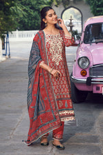 Load image into Gallery viewer, Red Premium Cotton Hand Block Print Casual Dress