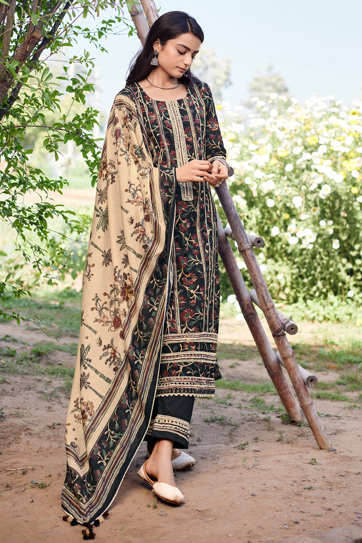 Black Color Pure Cotton Block Print Casual Suit