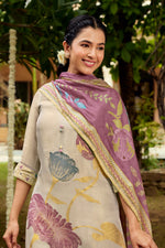 Load image into Gallery viewer, Elegant Beige Tissue Jacquard Fancy Embroidery Salwar Kameez