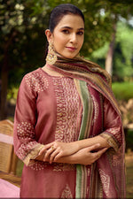 Load image into Gallery viewer, Pure Tissue Hand Batik Print With Hand Work Suit In Pink Color