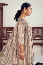Load image into Gallery viewer, Beige Pure Ikat Cotton Embroidery Work Long Straight Cut Suit