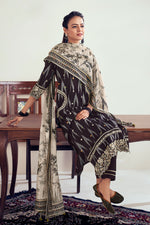 Load image into Gallery viewer, Pure Ikat Cotton Embroidery Work Long Straight Cut Suit In Black Color