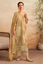 Load image into Gallery viewer, Fancy Muslin Embroidery Work Salwar Kameez With Printed Lilan Dupatta And Latkans