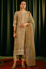Load image into Gallery viewer, Beige Color Fascinatig Digital Print Tissue fancy jacquard Salwar Suit