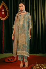 Load image into Gallery viewer, Beautiful Digital Print Green Color Tissue fancy jacquard Salwar Suit