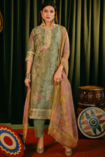 Load image into Gallery viewer, Fashionable Green Color Digital Print Tissue fancy jacquard Salwar Suit