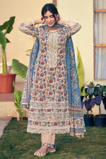 Load image into Gallery viewer, Beige Color Pure Cotton Block Print Long Straight Cut Dress