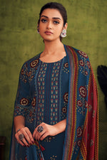 Load image into Gallery viewer, Blue Pure Pashmina Digital Print Straight Cut Suit