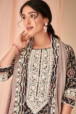 Load image into Gallery viewer, Black Pure Cotton Block Print With Embroidery Work Suit
