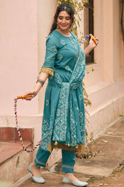 Pure Organdy Daily Wear Hand Block Printed Dress