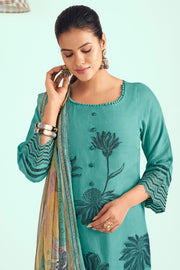 Ethnic Malai Chanderi Embroidered Salwar Suit With Digital Print Dupatta