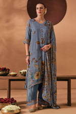 Load image into Gallery viewer, Designer Chinon Silk Printed Salwar Kameez With Lace Dupatta