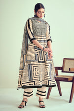 Load image into Gallery viewer, Beige Pure Cotton Digital Print Casual Salwar Kameez