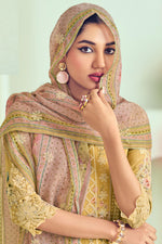 Load image into Gallery viewer, Yellow Pure Bemberg Georgette With Heavy Lucknow Embroidery Work Suit