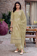 Load image into Gallery viewer, Beige Pure Cotton Embroidery Hand Block Print Salwar Kameez