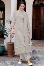 Load image into Gallery viewer, Grey Pure Cotton Embroidery Hand Block Print Salwar Suit