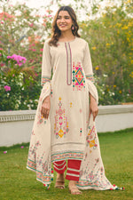 Load image into Gallery viewer, Pure Cotton Jacquard Borer Embroidered Designer Salwar Kameez