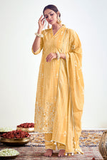 Load image into Gallery viewer, Pure Cotton Block Print Daily Wear Salwar Kameez In Yellow Color