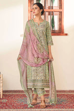 Load image into Gallery viewer, Pure Cotton Embroidery Digital Print Long Straight Cut Salwar Kameez