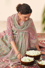 Load image into Gallery viewer, Beige Pure Cotton Embroidery Digital Print Long Straight Cut Salwar Suit