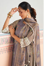Load image into Gallery viewer, Embroidered Cotton Casual Salwar Kameez With Printed Bottom And Lace Work
